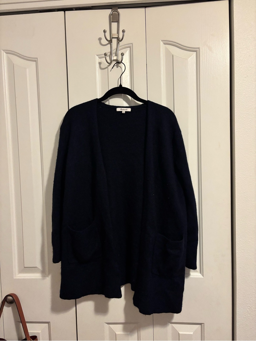 Madewell Navy Open-Front Pocket Cardigan
